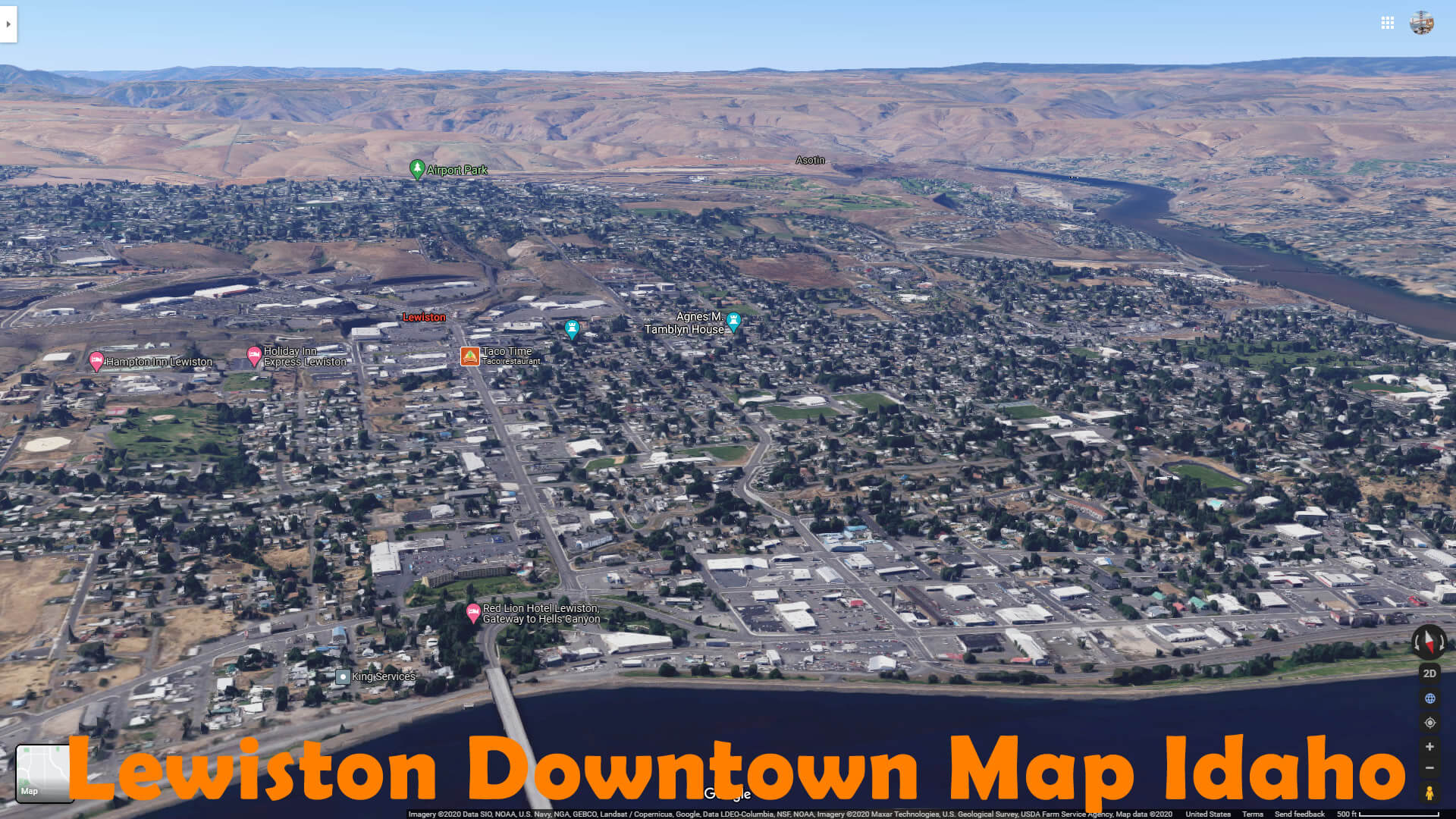Lewiston Downtown Map Idaho